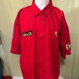 Shell Helix Ferrari RPM Men's Red Button Front SS Shirt 3XL XXXL